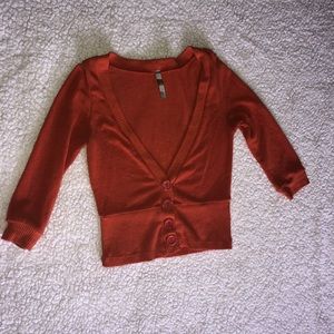 Orange cropped cardigan